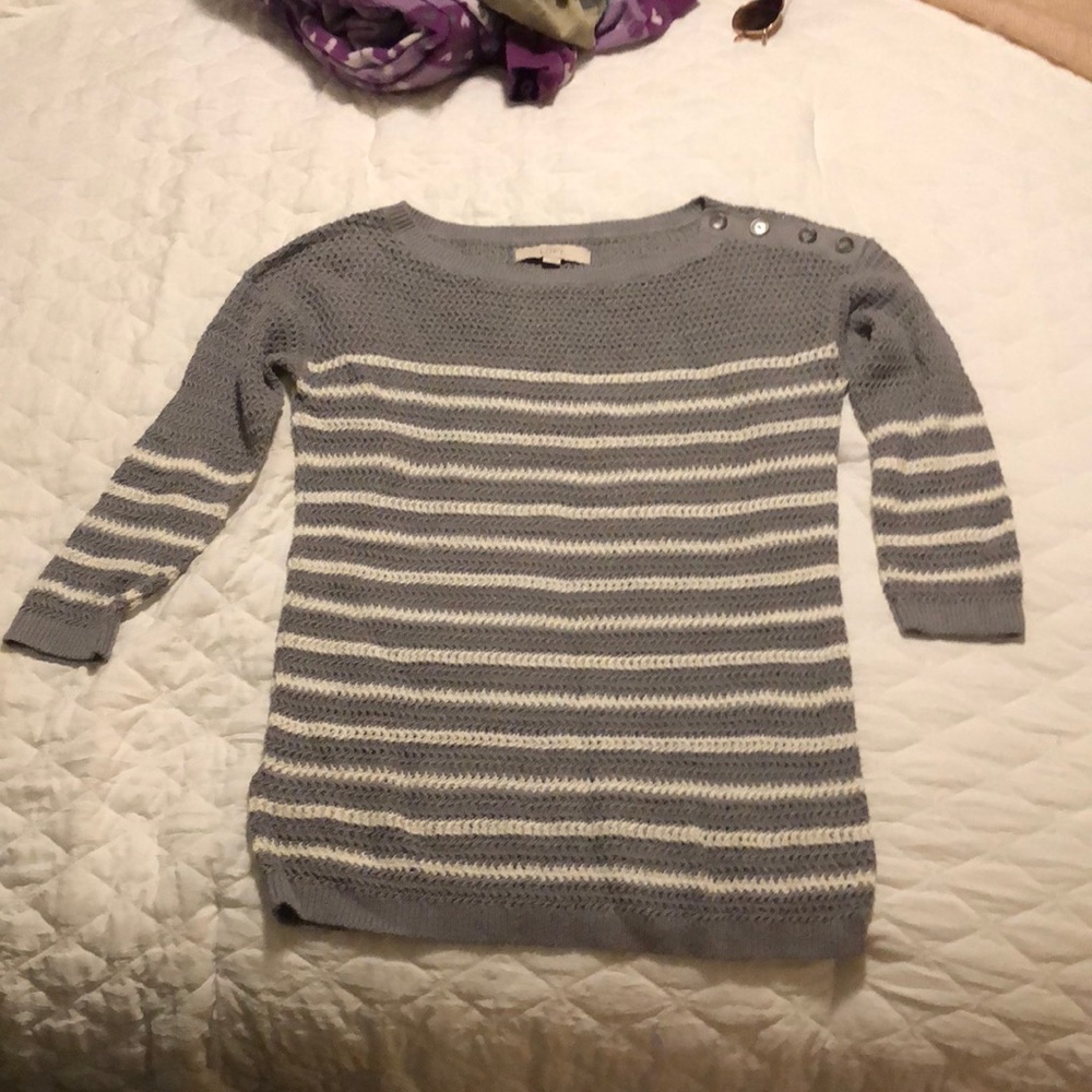 Grey and white sweater